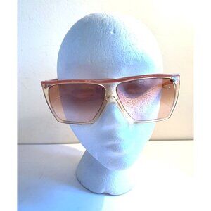 1970s Vintage Pink Sunglasses Square Bar Frame Oversized Plastic